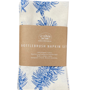 Fair Trade Bottlebrush Organic Cotton Napkin Set of 6 – Blue