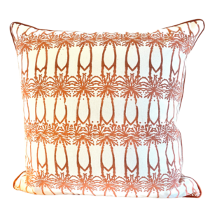 Fair Trade Hand-Block Printed Organic Cotton Cushion – Deco, Ochre