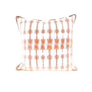Fair Trade Hand-Block Printed Organic Cotton Cushion – Wattle, Ochre