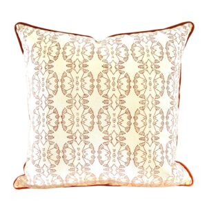 Fair Trade Hand-Block Printed Organic Cotton Cushion – Wildflower, Ochre