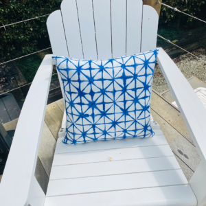 Outdoor Cushion Geometric Blue and White Square