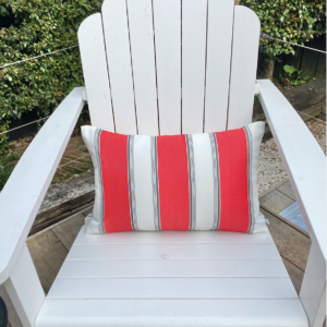 Outdoor Cushion Red Stripe Lumbar