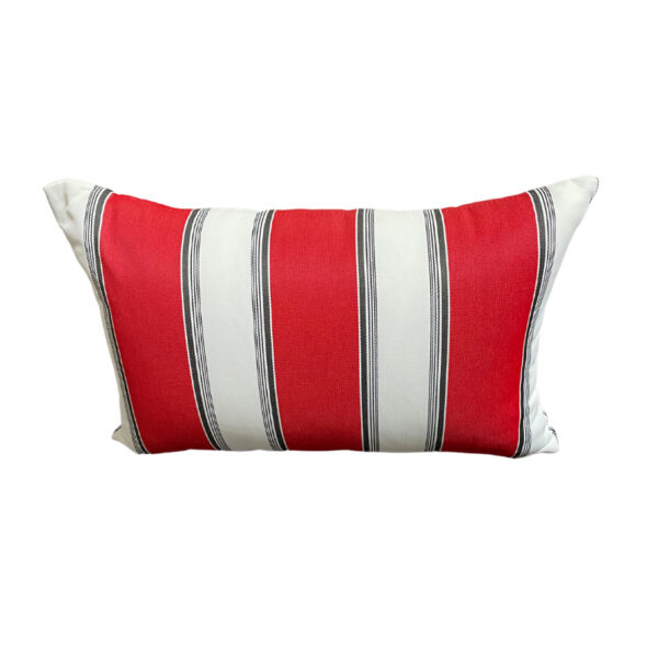 Red and White Stripe Outdoor Lumbar Cushion