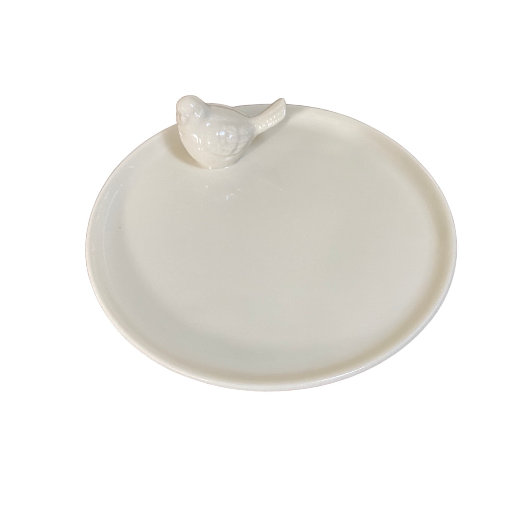 White Ceramic Bird Dish