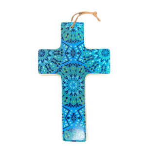 Ceramic Cross Blue Mosaic