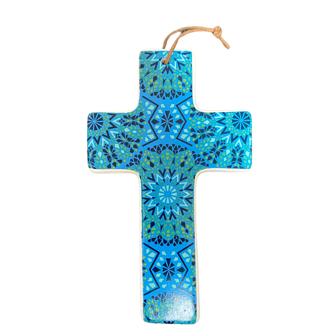 Ceramic Cross Blue Mosaic
